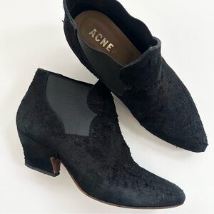 ACNE STUDIOS | “ALMA” TEXTURED SUEDE BOOTIES SCALLOPED LEATHER SCANDINAVIAN 40EU